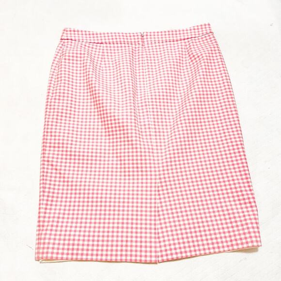 J. Crew No. 2 Pencil Gingham Checkered Pink Pencil Skirt Patterned Size 12 Tall - Picture 2 of 6